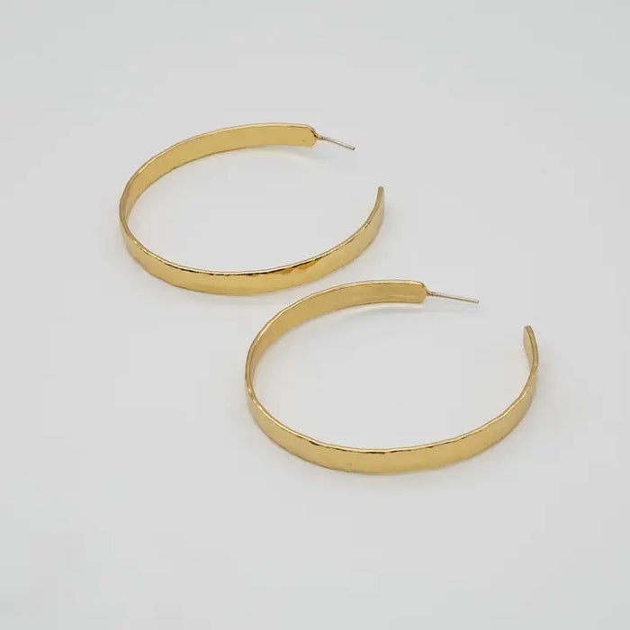 24K Gold Statement Hammered Hoops