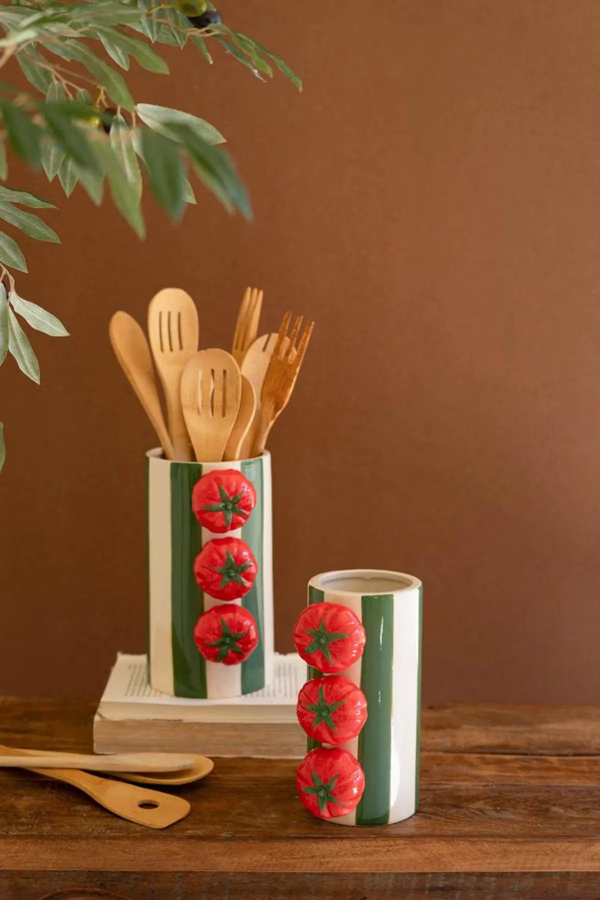 Large Striped Tomato Vase