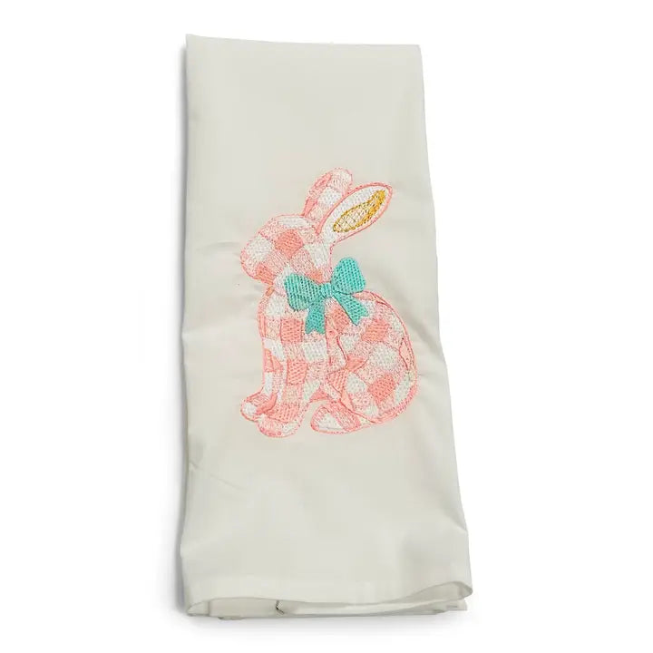 Pink Gingham Bunny Tea Towel