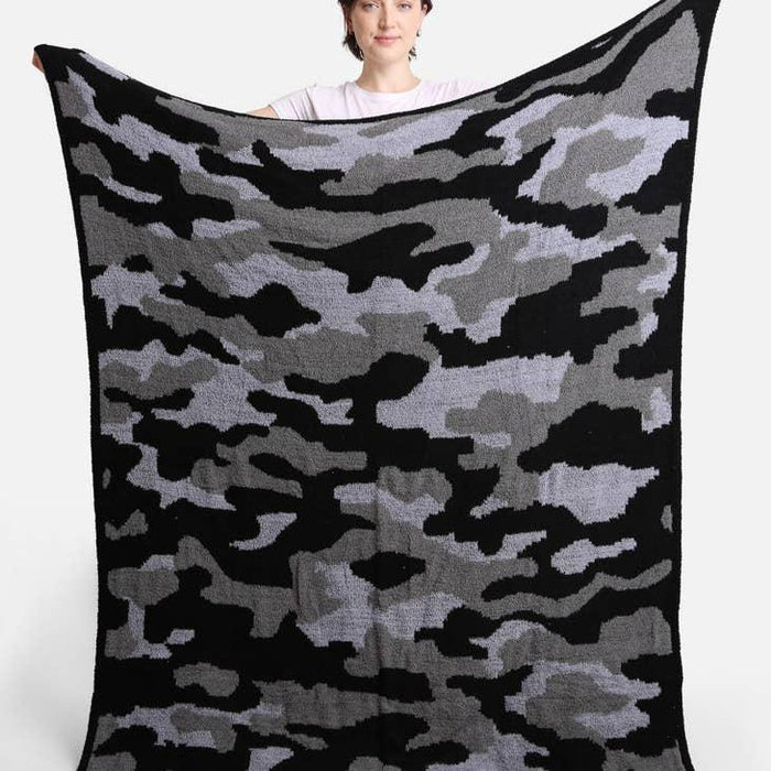 Grey Camouflage Print Luxury Soft Throw Blanket