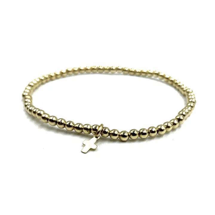 3mm Gold Filled Karma Waterproof Bracelet with Luxe Cross