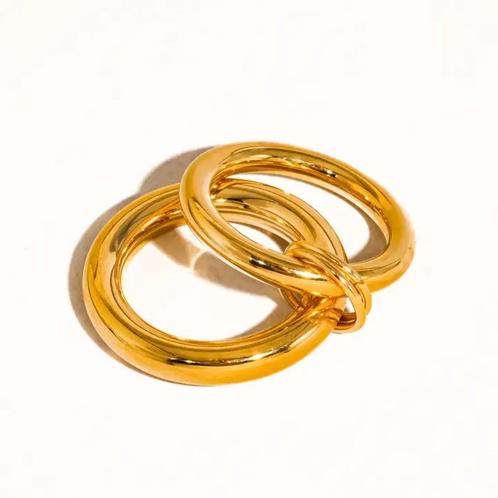 Gravité 18K Gold Non-Tarnish Double Stack Band Ring