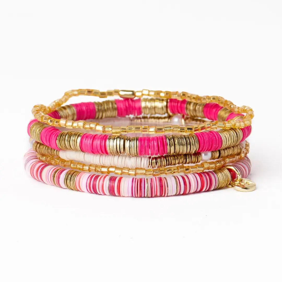 Grace Bracelet Stack of 5 - Pink