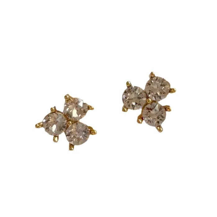 Faceted Trio Crystals Stud Earrings