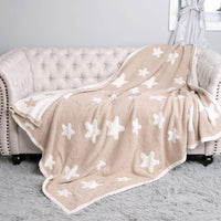 Beige Star Print Luxury Soft Throw Winter Blanket