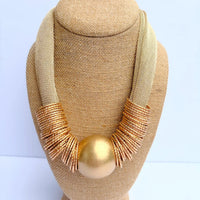 Katie Kollective Gold Mesh Metal Ball + Rings Necklace