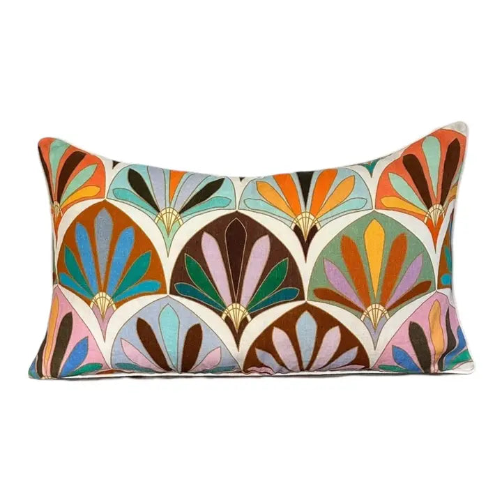 Fresco Fans Linen Lumbar Pillow