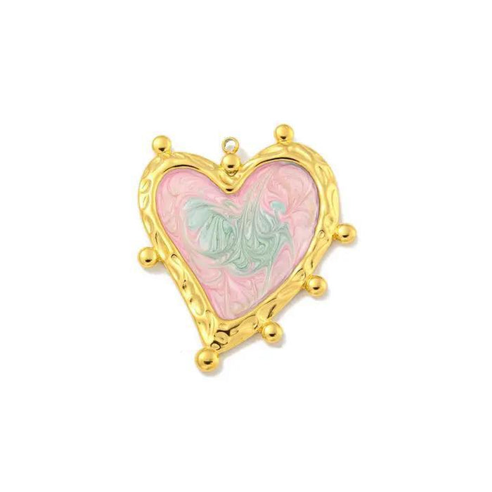 Gold Tie Dye Heart Charm