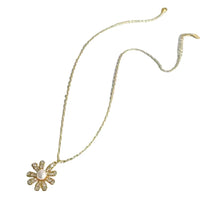 Golden Glow Blossom Necklace – Pearl Center with Shimmering Petals