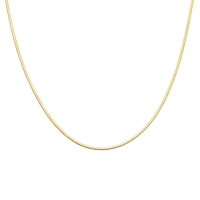 Waterproof Gold Micro Herringbone Necklace