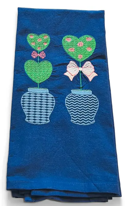 Heart Topiaries Towel Blue