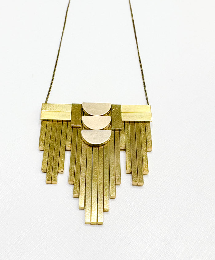 Brass Artdeco Pendant Necklace