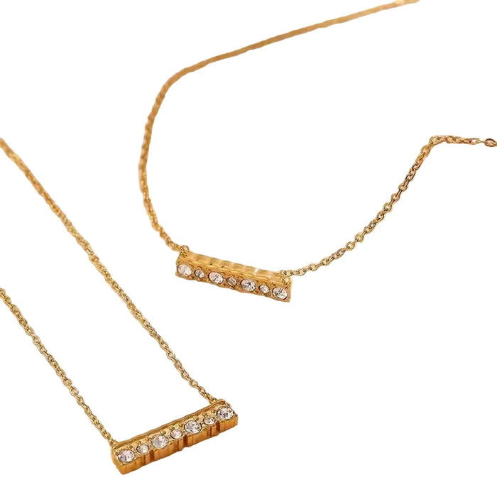 18K Stainless Steel Tarnish Free Bar Necklace
