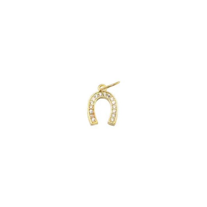 Gold Crystal Horseshoe Charm