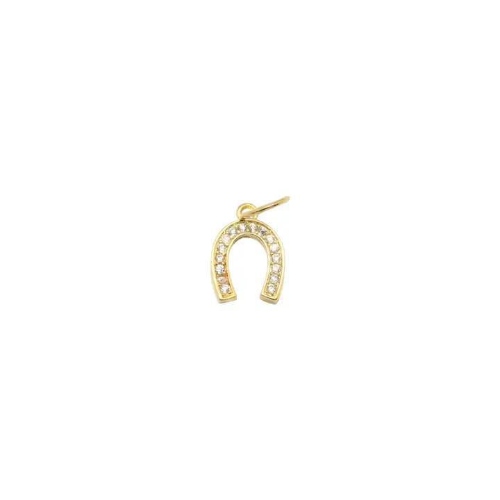 Gold Crystal Horseshoe Charm