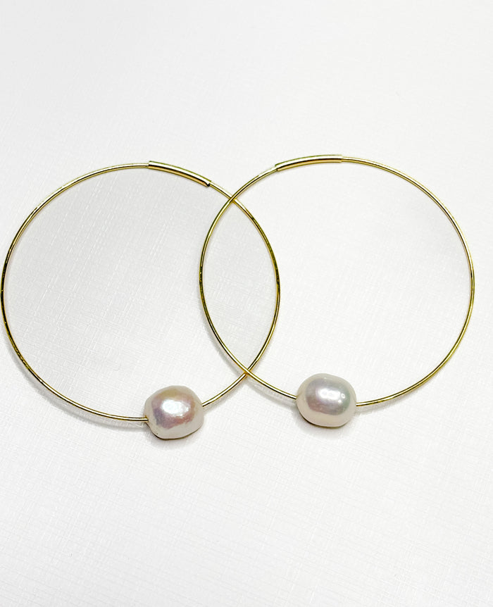 Solo Freshwater Pearl Hoop Earrings