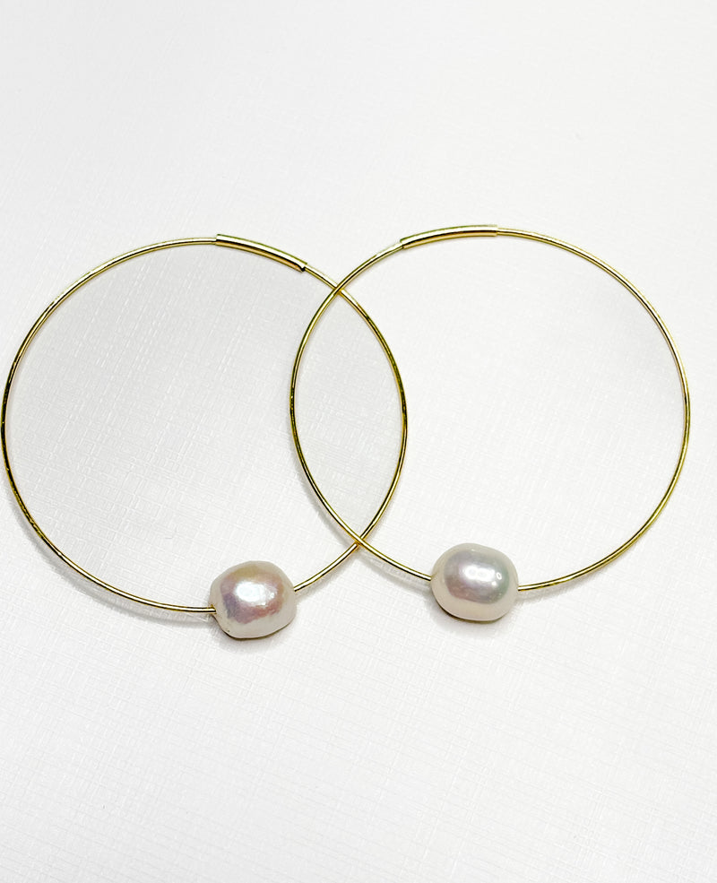 Solo Freshwater Pearl Hoop Earrings