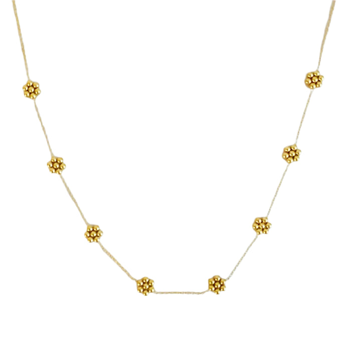 Dainty Golden Bead Flower Necklace