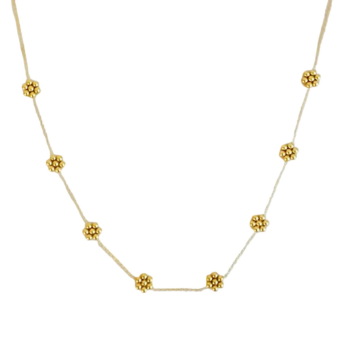 Dainty Golden Bead Flower Necklace