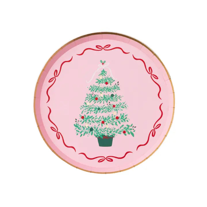 Pink Christmas Tree Dessert Plates