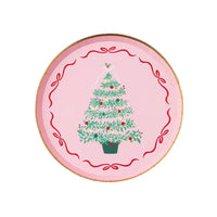 Pink Christmas Tree Dessert Plates