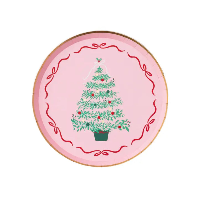 Pink Christmas Tree Dessert Plates