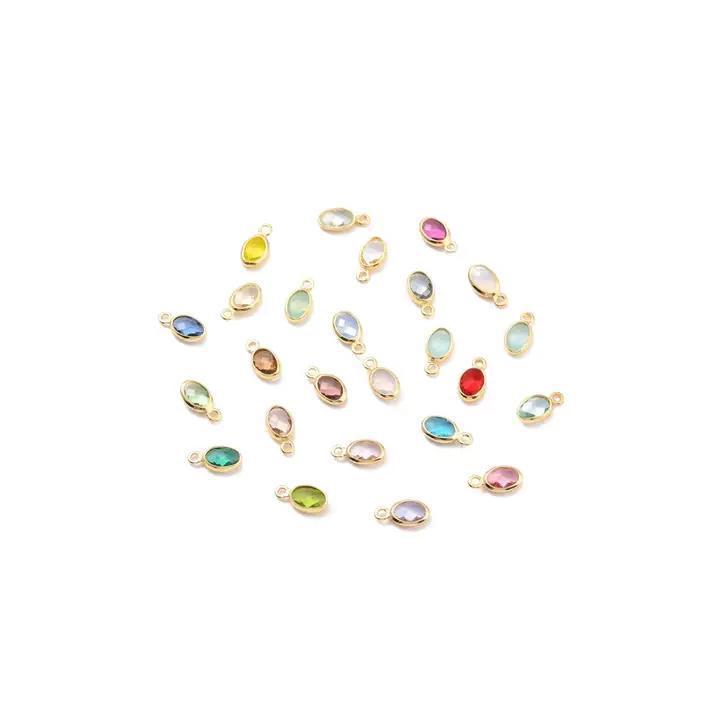 Gold Oval Framed Glass Charms - Assorted