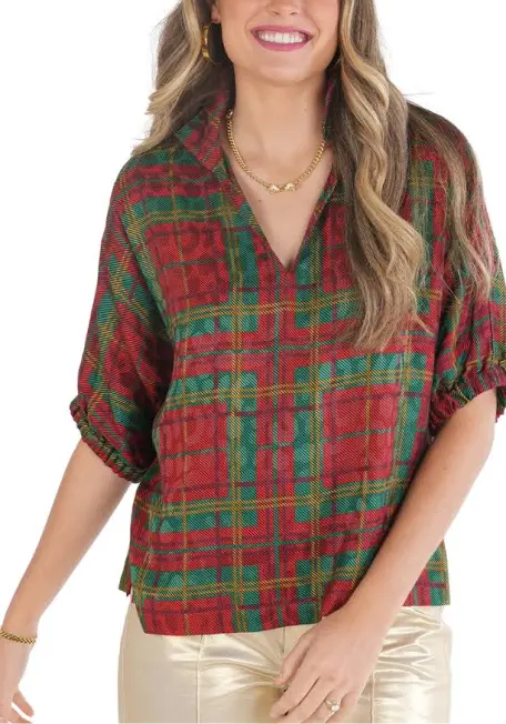 Emily McCarthy Poppy Top in Tartan Cheetah -FINAL SALE-