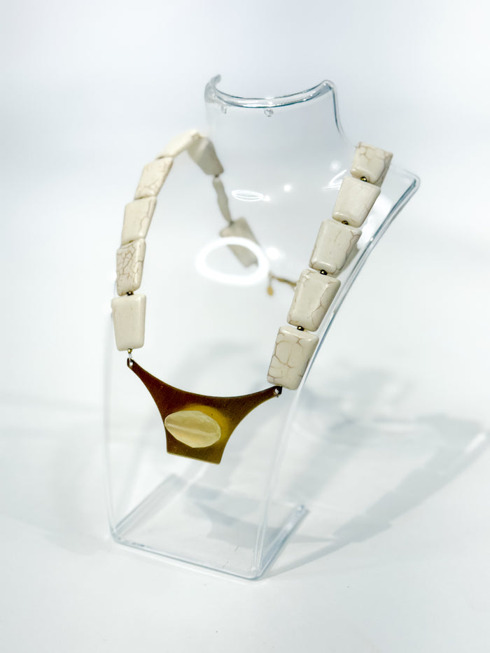 David Aubrey White Geometric Bib Necklace