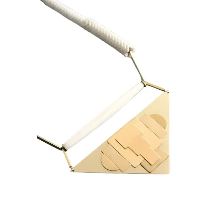 Geometric White Stone and Brass Triangle Necklace