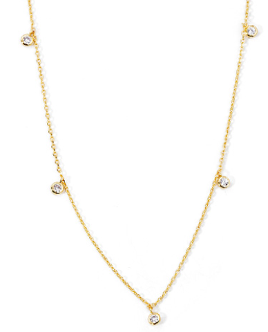 CZ Charm Station Chain Necklace