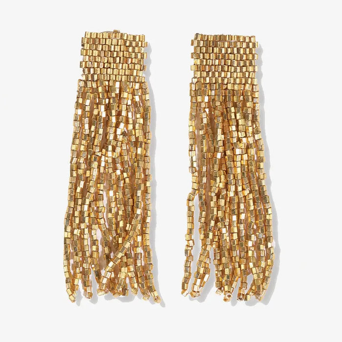 Marilyn Solid Beaded Fringe Earring Gold