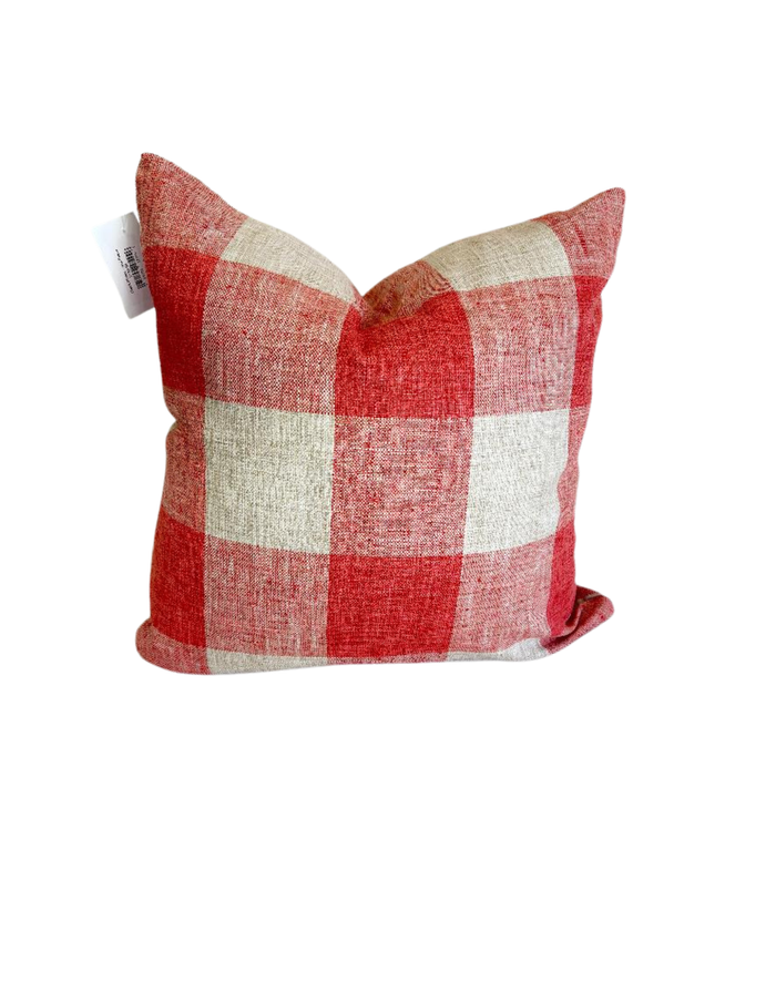 Check Please Coral Pillow