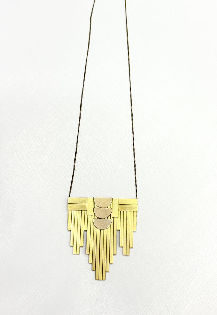 Brass Artdeco Pendant Necklace
