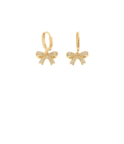 Pave Bow Dangling Hoops