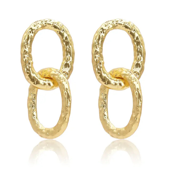 Karine Sultan: Hammered Links Earrings - 24K Gold Plated