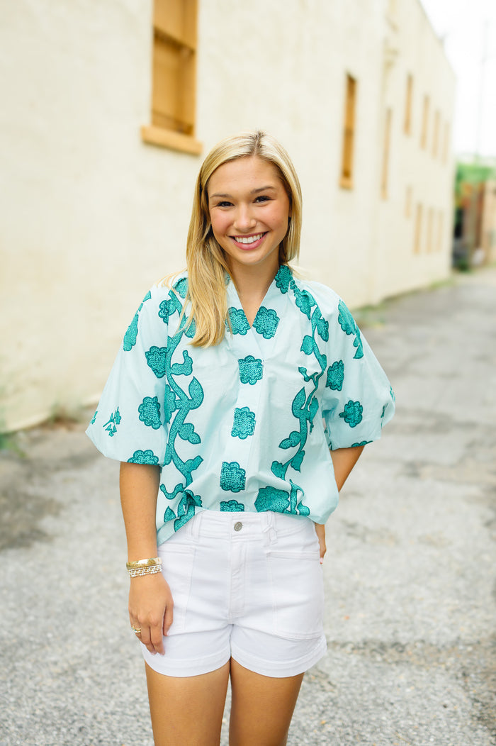 The Milano Top in Teal