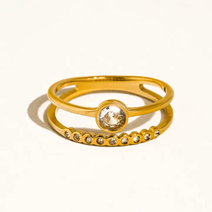 Roséa 18K Gold Non-Tarnish Stack Stone Ring