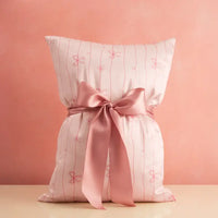 Kitsch: Holiday Satin Pillowcase in Striped Bows