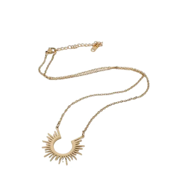 18K Gold Plated Stainless Steel Sunflower Charm Necklace
