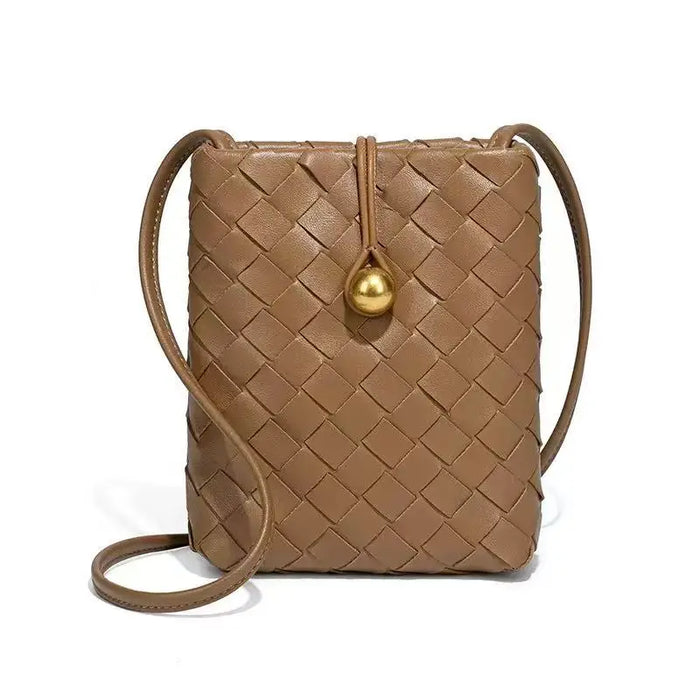 Small Woven Crossbody Bag Tan