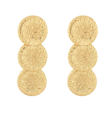 Linear Patterned Disk Earrings