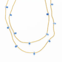 Portia Brass Necklace with Glass Beads Blue