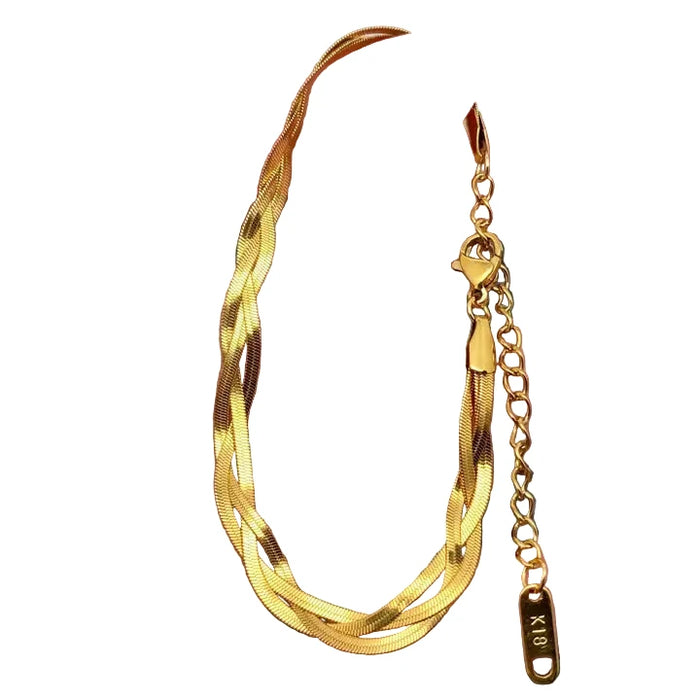 Snake Bone Chain 18K Gold Plated Steel Bracelet