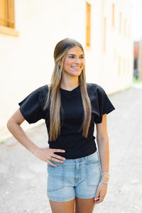Necessitees: Angel Crew Tee Long Black