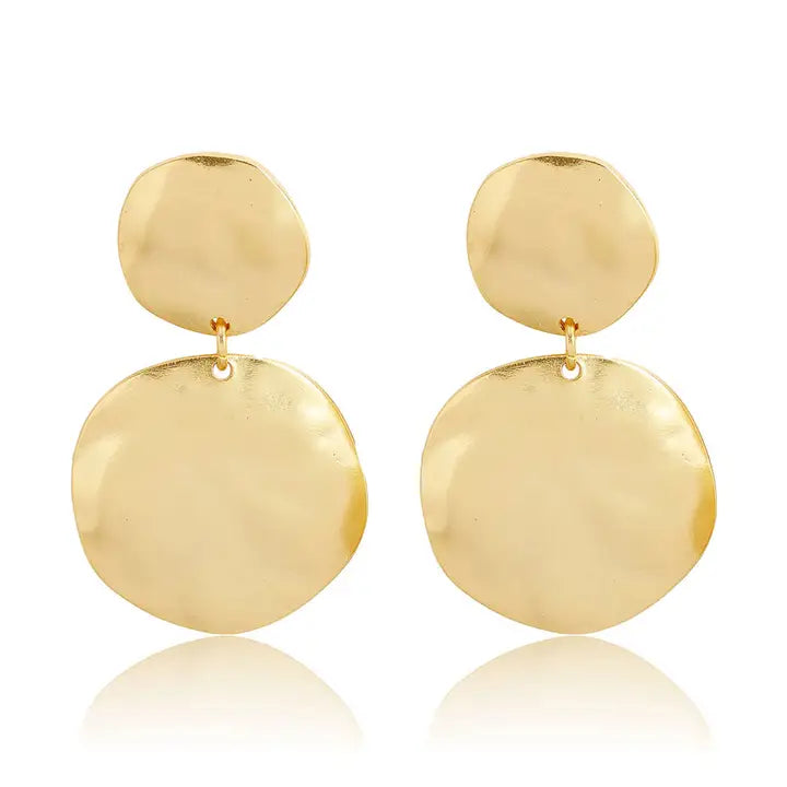 Karine Sultan: Irregular Discs Statement Earrings - 24K Gold Plated