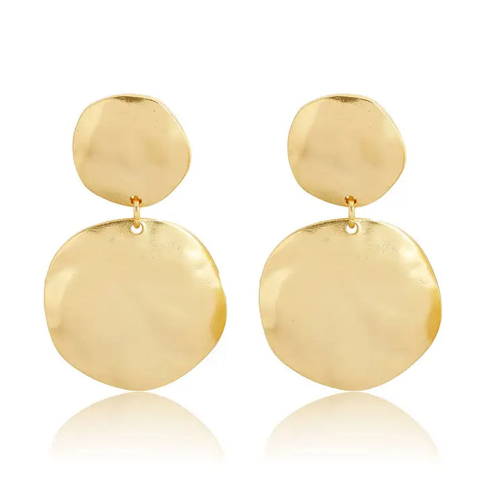Karine Sultan: Irregular Discs Statement Earrings - 24K Gold Plated