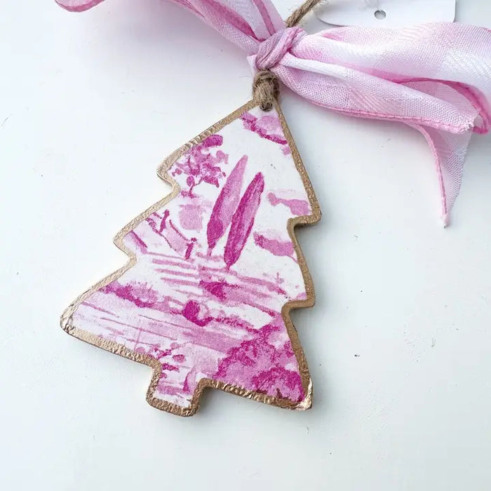 Pink Toile Tree Ornament