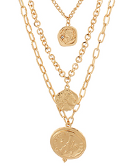 Layered Coin Pendant Necklace Set