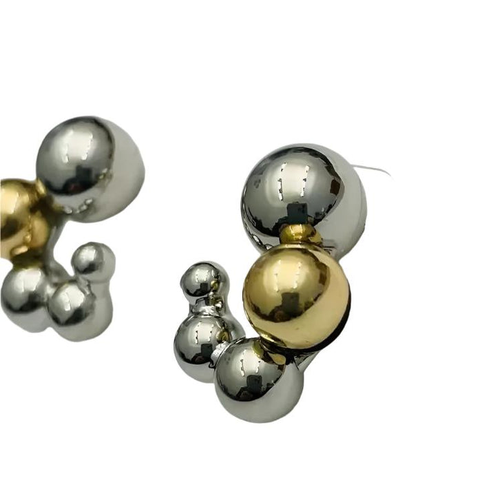 Mini Two-Tone Ball Hoop Stud/Post Earrings